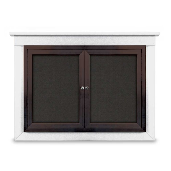 United Visual Products 48"x36" 2-Door Enclosed Letterboard, Green Vinyl/Cherry UV2624O-CHERRY-HUNGRN - main